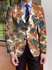 Men's Floral Blazer, Polyester, Long Sleeve, Regular Fit, Solid Color, Single - Breasted, No Belt, Non - Waterproof, Suitable for All Seasons, Mature Style, Men's Fashion Outerwear - SHOWLU FASHION STORE