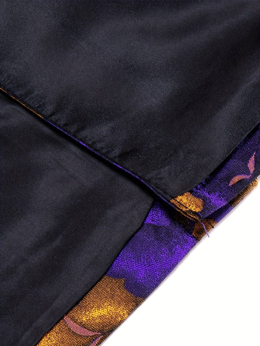 Men's Floral Print Blazer - Lightweight, One Button Jacket with Shawl Lapel, Classic Regular Fit for Business & Prom, Purple and Orange Flowers Design, PLUS SIZE - SHOWLU FASHION STORE