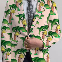 Men's Floral Print Blazer - Lightweight Polyester Jacket with Vibrant Tulip & Anemone Design, Casual Two - Button Suit Coat for All Seasons, Hand Wash or Dry Clean - SHOWLU FASHION STORE