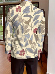 Men's Floral Print Blazer With Full - Length Sleeves, Single - Breasted Autumn/Winter Suit Jacket, Mature Style - SHOWLU FASHION STORE