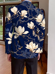 Men's Floral Print Blazer With Full - Length Sleeves, Single - Breasted Autumn/Winter Suit Jacket, Mature Style - SHOWLU FASHION STORE