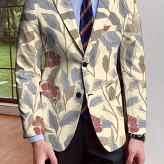 Men's Floral Print Blazer With Full - Length Sleeves, Single - Breasted Autumn/Winter Suit Jacket, Mature Style - SHOWLU FASHION STORE