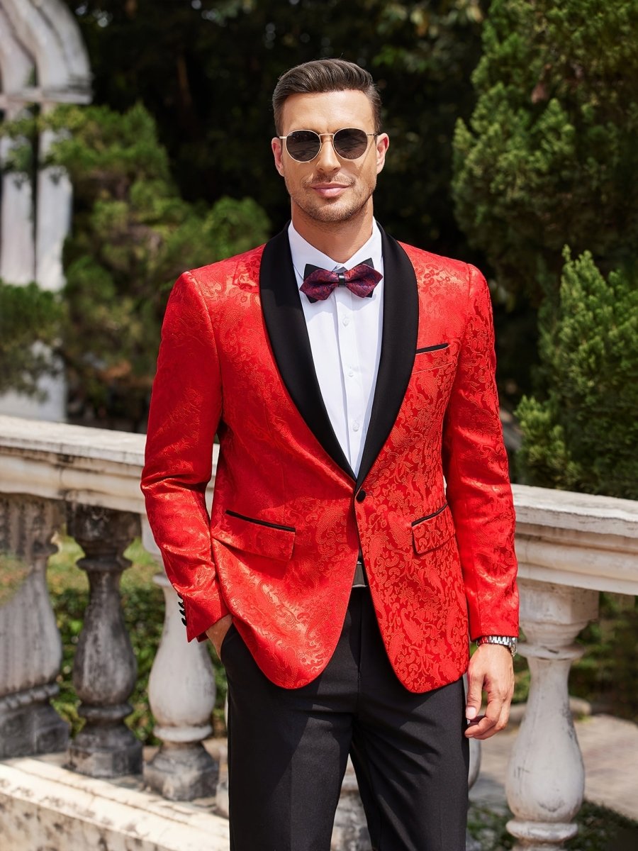 Men'S Floral Tuxedo Jacket Paisley Shawl Lapel Stylish Suit Blazer Jacket For Wedding, Dinner, Party, Prom - SHOWLU FASHION STORE