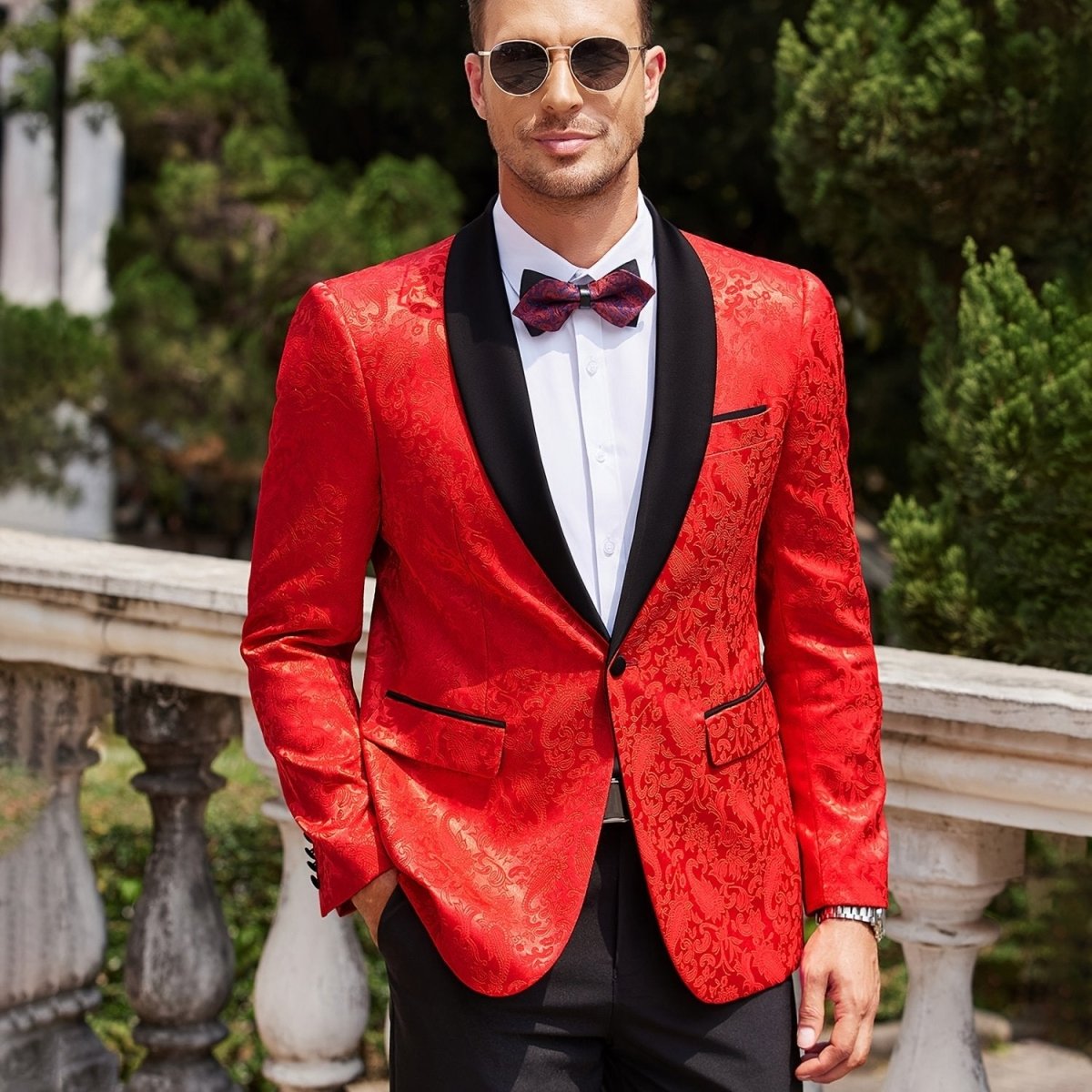 Men'S Floral Tuxedo Jacket Paisley Shawl Lapel Stylish Suit Blazer Jacket For Wedding, Dinner, Party, Prom - SHOWLU FASHION STORE