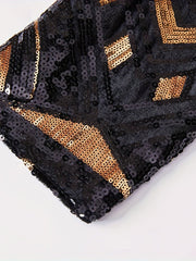 Men'S Geometric - Patterned Black Golden Sequin Suit Jacket, 100% Polyester Long Sleeve Party Shawl Collar with Pockets, Regular Fit Woven Performance Dress for All Seasons - SHOWLU FASHION STORE