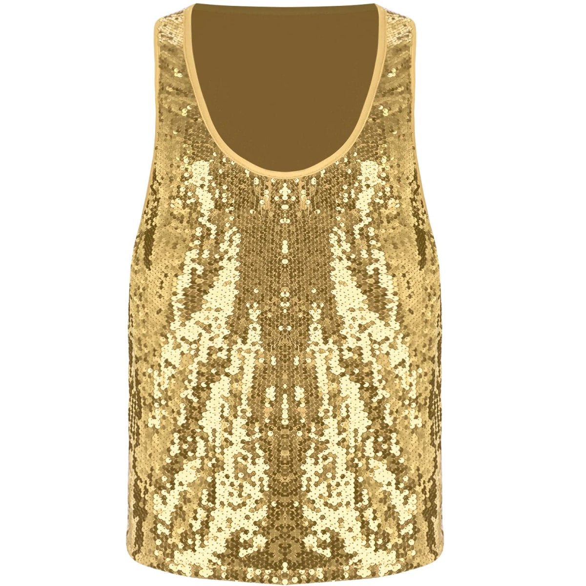 Mens Glitter Sequin Dance Vest Tank Tops Low Crew Neck Smooth Lining Waistcoat Top for Club Music Festival Disco Party Dancing - SHOWLU FASHION STORE
