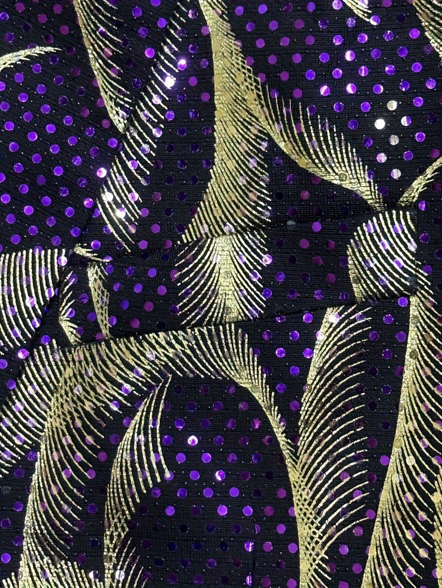 Men's Glittering Purple & Golden Paisley Party Blazer - Stylish One - Piece Suit Jacket with Black Lapels, Long Sleeves, and Side Pockets for Formal Events - SHOWLU FASHION STORE