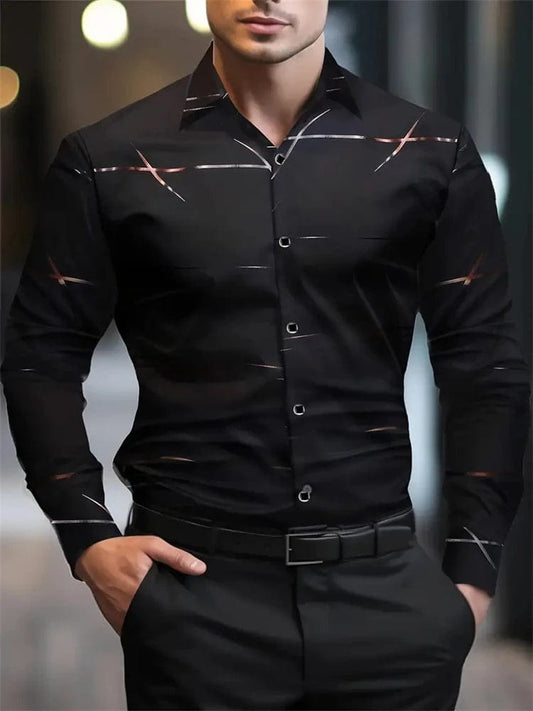 Men's Hawaiian Shirt Blue Striped Printed Shirt Fashion Elegant Summer Beach Shirt Temperament Streetwear Lapel Mens Clothing - SHOWLU FASHION STORE