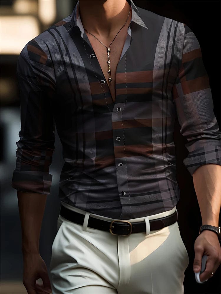 Men's Hawaiian Shirt Blue Striped Printed Shirt Fashion Elegant Summer Beach Shirt Temperament Streetwear Lapel Mens Clothing - SHOWLU FASHION STORE
