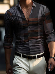 Men's Hawaiian Shirt Blue Striped Printed Shirt Fashion Elegant Summer Beach Shirt Temperament Streetwear Lapel Mens Clothing - SHOWLU FASHION STORE