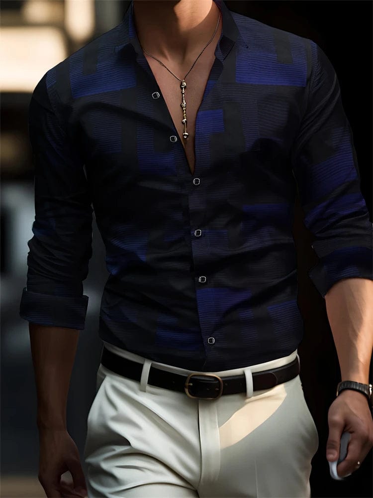 Men's Hawaiian Shirt Blue Striped Printed Shirt Fashion Elegant Summer Beach Shirt Temperament Streetwear Lapel Mens Clothing - SHOWLU FASHION STORE