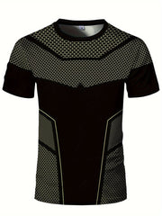 Men's High - Elasticity Geometric Print T-Shirt - Quick - Dry, Breathable Activewear for Fitness & Training, Perfect Summer Gift - SHOWLU FASHION STORE