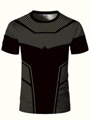 Men's High - Elasticity Geometric Print T-Shirt - Quick - Dry, Breathable Activewear for Fitness & Training, Perfect Summer Gift - SHOWLU FASHION STORE