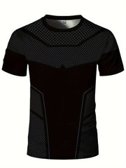 Men's High - Elasticity Geometric Print T-Shirt - Quick - Dry, Breathable Activewear for Fitness & Training, Perfect Summer Gift - SHOWLU FASHION STORE