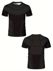 Men's High - Elasticity Geometric Print T-Shirt - Quick - Dry, Breathable Activewear for Fitness & Training, Perfect Summer Gift - SHOWLU FASHION STORE