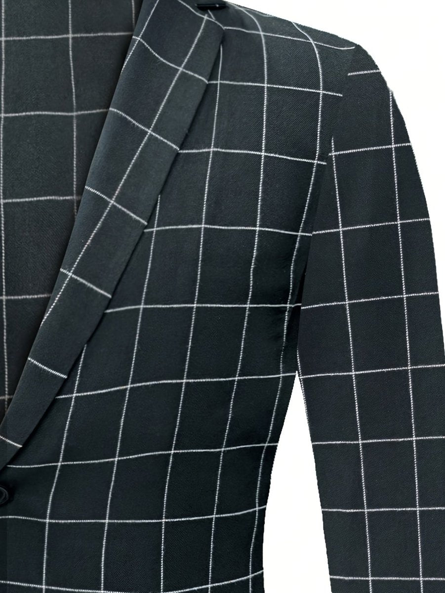 Men'S Lightweight Checkered Casual Blazer Jacket - SHOWLU FASHION STORE