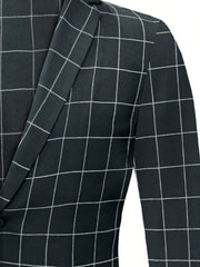 Men'S Lightweight Checkered Casual Blazer Jacket - SHOWLU FASHION STORE