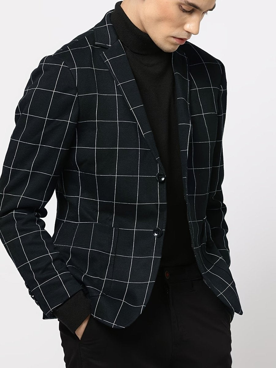 Men'S Lightweight Checkered Casual Blazer Jacket - SHOWLU FASHION STORE