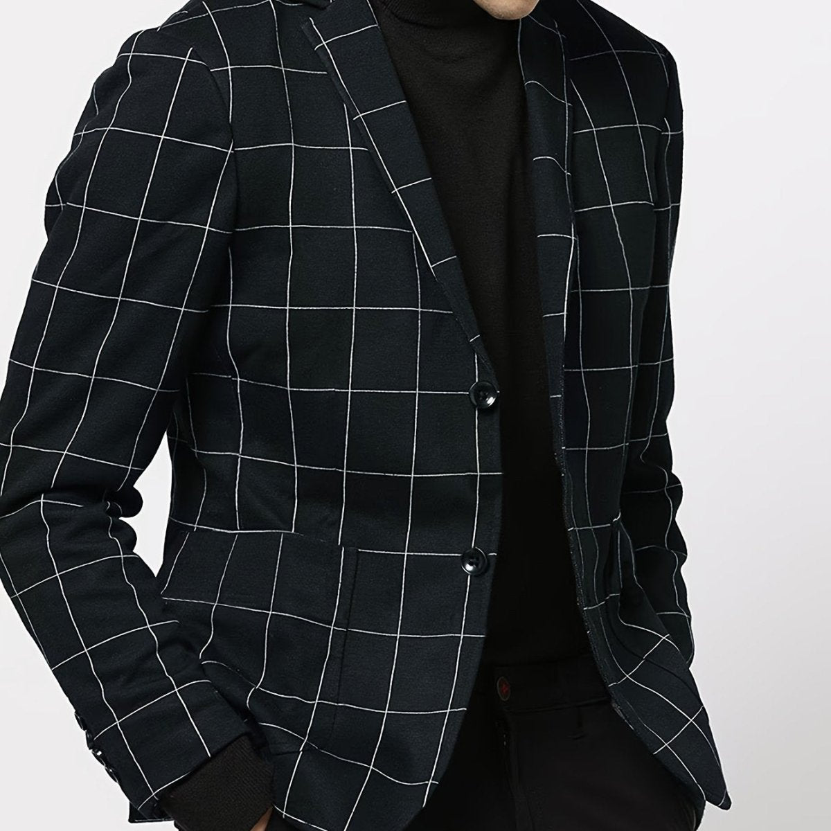 Men'S Lightweight Checkered Casual Blazer Jacket - SHOWLU FASHION STORE