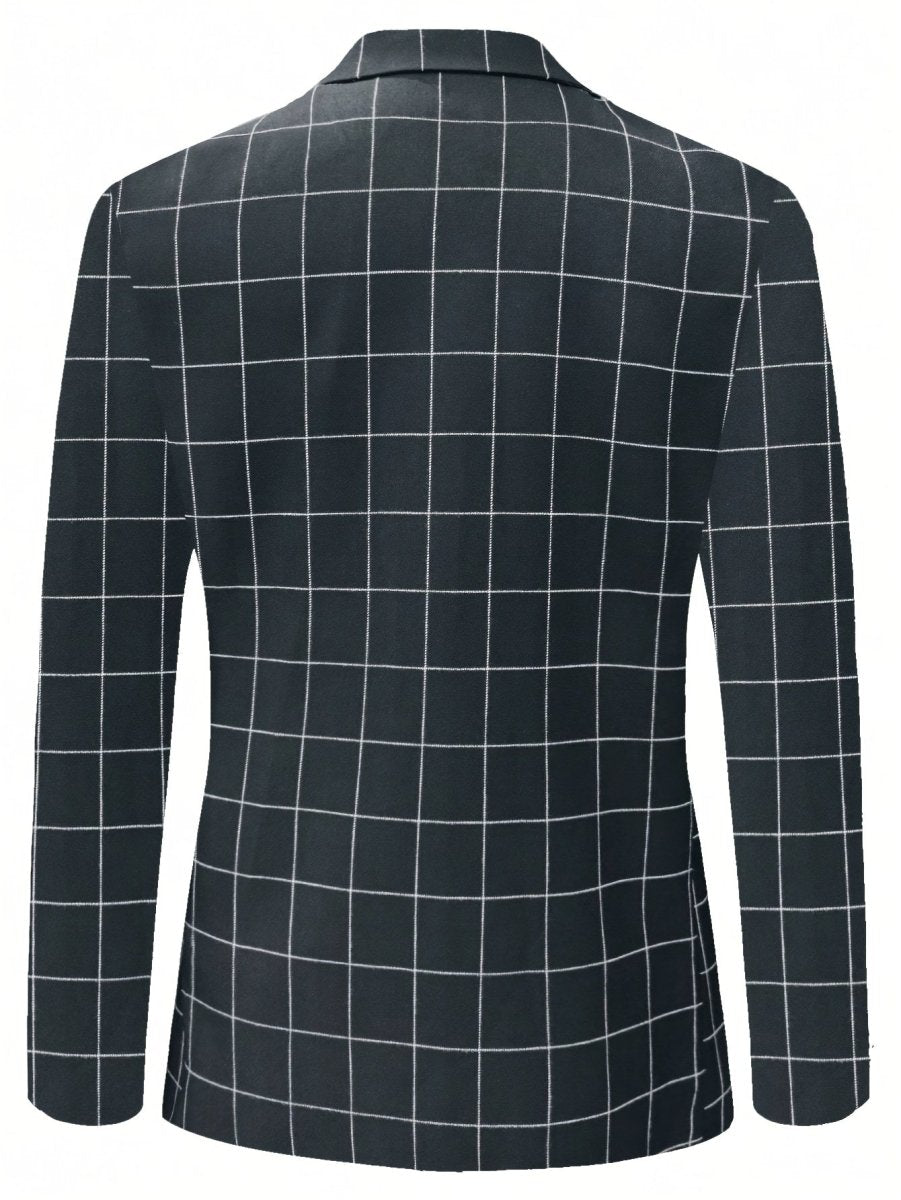Men'S Lightweight Checkered Casual Blazer Jacket - SHOWLU FASHION STORE