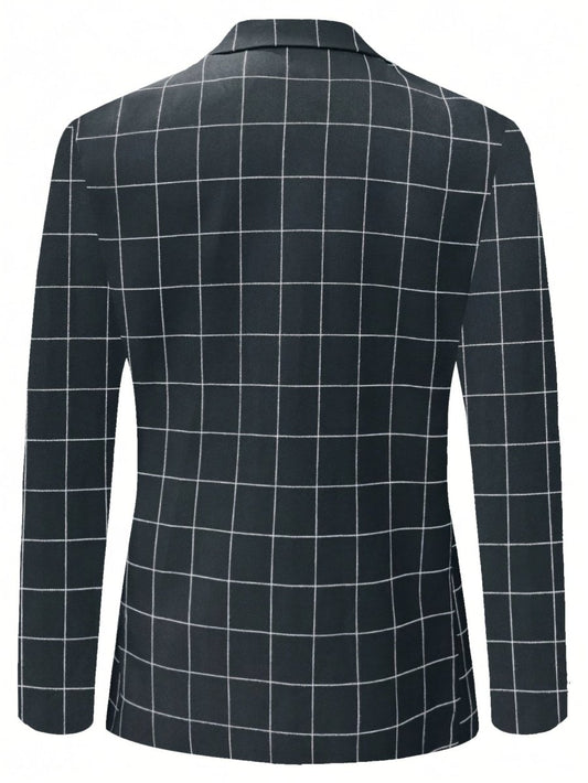 Men'S Lightweight Checkered Casual Blazer Jacket - SHOWLU FASHION STORE