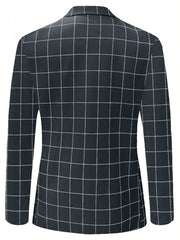 Men'S Lightweight Checkered Casual Blazer Jacket - SHOWLU FASHION STORE