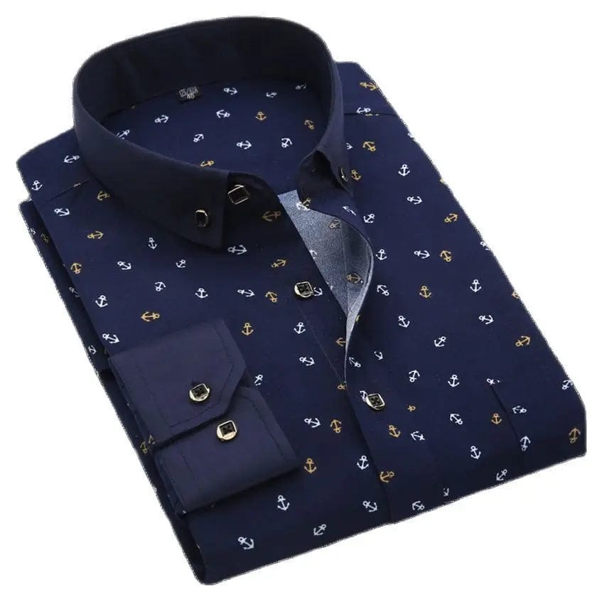 Men's Long Sleeve Printed Casual Shirt Fashion Trun - down Collar Wedding Party Shirts Soft Hawaiian Holiday Summer Shirt - SHOWLU FASHION STORE