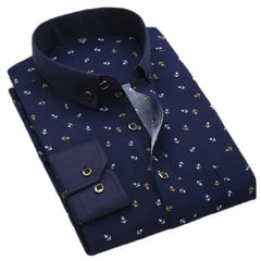 Men's Long Sleeve Printed Casual Shirt Fashion Trun - down Collar Wedding Party Shirts Soft Hawaiian Holiday Summer Shirt - SHOWLU FASHION STORE
