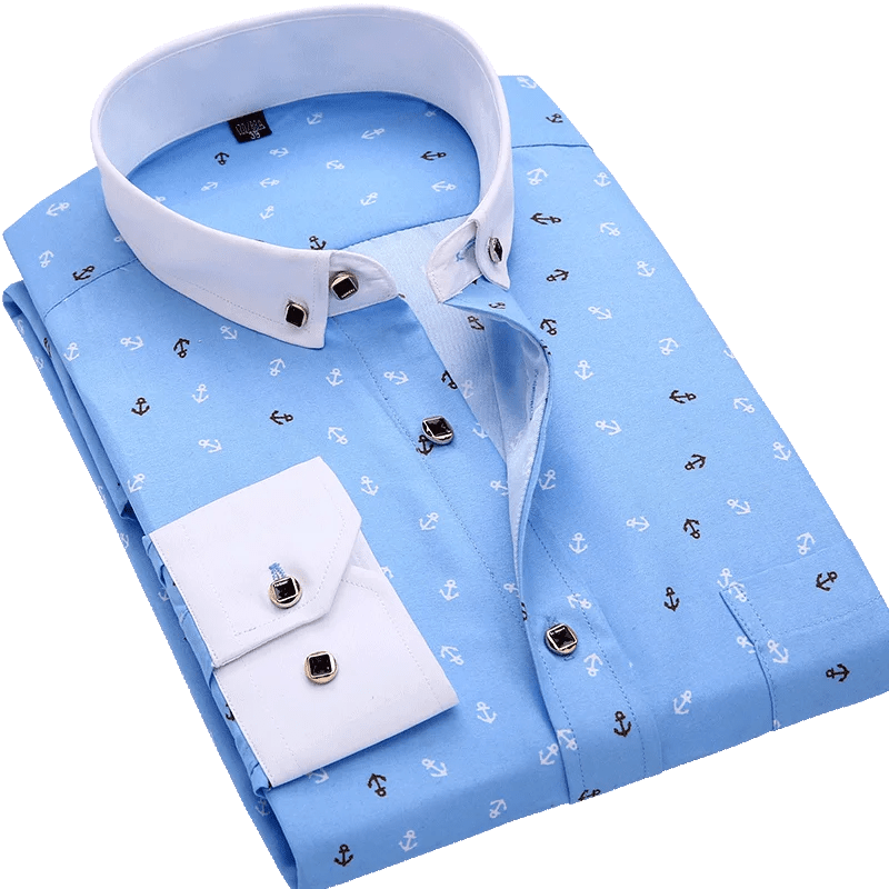 Men's Long Sleeve Printed Casual Shirt Fashion Trun - down Collar Wedding Party Shirts Soft Hawaiian Holiday Summer Shirt - SHOWLU FASHION STORE