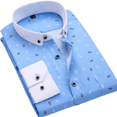 Men's Long Sleeve Printed Casual Shirt Fashion Trun - down Collar Wedding Party Shirts Soft Hawaiian Holiday Summer Shirt - SHOWLU FASHION STORE