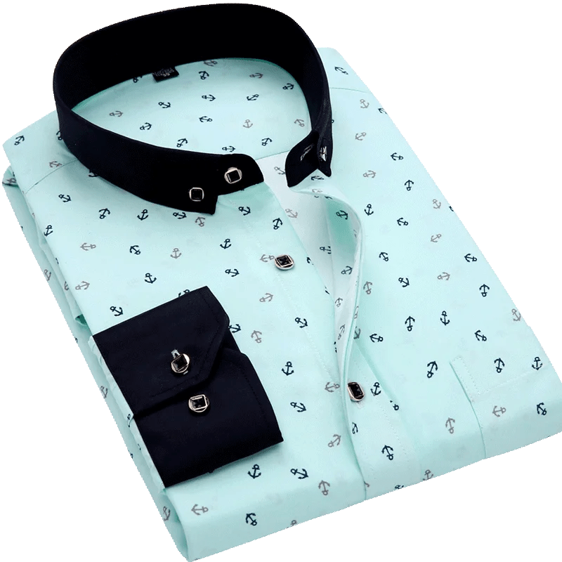 Men's Long Sleeve Printed Casual Shirt Fashion Trun - down Collar Wedding Party Shirts Soft Hawaiian Holiday Summer Shirt - SHOWLU FASHION STORE