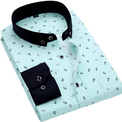 Men's Long Sleeve Printed Casual Shirt Fashion Trun - down Collar Wedding Party Shirts Soft Hawaiian Holiday Summer Shirt - SHOWLU FASHION STORE