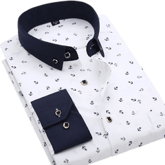 Men's Long Sleeve Printed Casual Shirt Fashion Trun - down Collar Wedding Party Shirts Soft Hawaiian Holiday Summer Shirt - SHOWLU FASHION STORE