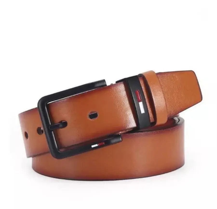 Men's PU Leather Alloy Pin Square Buckle Belt BusinessLeisure Belts 2023 Fashion Black Coffee Brown WaistBelts for Men - SHOWLU FASHION STORE