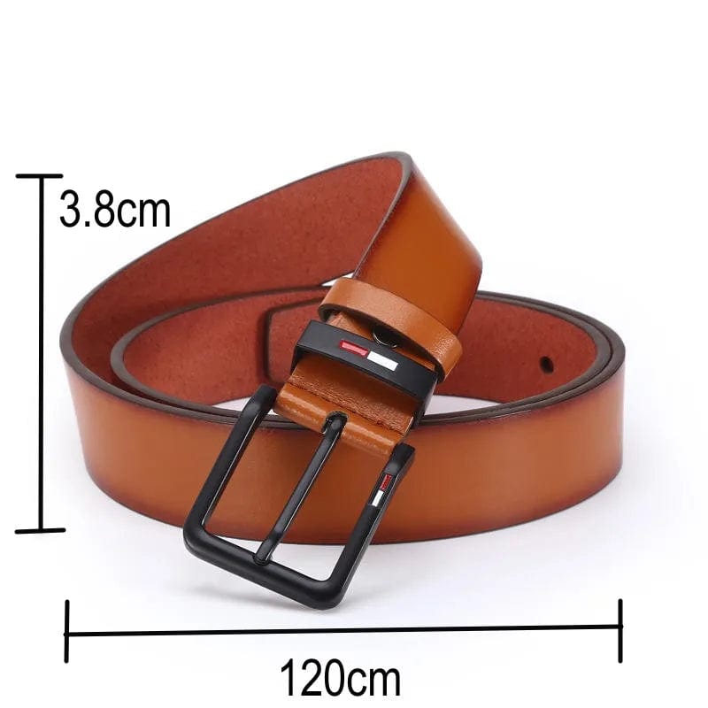 Men's PU Leather Alloy Pin Square Buckle Belt BusinessLeisure Belts 2023 Fashion Black Coffee Brown WaistBelts for Men - SHOWLU FASHION STORE