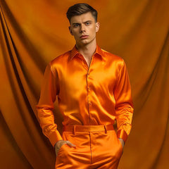 Men's Satin Luxury Dress Shirts Fashion Silk Smooth Male Tuxedo Shirt Solid Wedding Party Prom Casual Shirt Business Office - SHOWLU FASHION STORE
