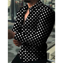 Men's shirt long sleeve gradient lapel buttoned top green black blue purple red daily vacation fashion casual breathable XS - 6XL - SHOWLU FASHION STORE