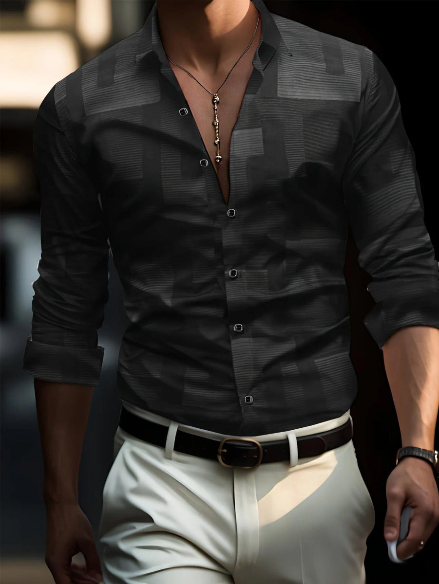 Men's Shirts 3D Print Modern Geometric Long Sleeve shirts Casual Lapel full sleeved Business shirt for Men Oversized clothing - SHOWLU FASHION STORE