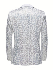 Men's Single - breasted Suit Jacket With Triangle Sequins On The Lapel For Evening Parties, Banquets, And Performances, Featuring A Slim Fit And A Wrinkled Design. - SHOWLU FASHION STORE