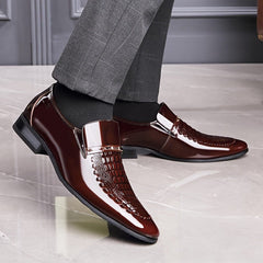 Men's Sleek Crocodile - Embossed Slip - On Dress Shoes - Pointed Toe, Faux Leather with Rubber Sole for Business & Casual Wear - For Men - Suitable for Office, Parties & Meetings - Perfect Gift for Business Professionals - SHOWLU FASHION STORE