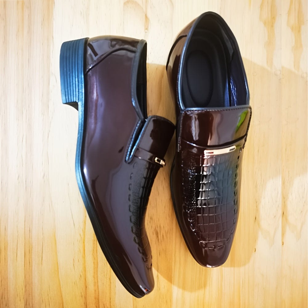 Men's Sleek Crocodile - Embossed Slip - On Dress Shoes - Pointed Toe, Faux Leather with Rubber Sole for Business & Casual Wear - For Men - Suitable for Office, Parties & Meetings - Perfect Gift for Business Professionals - SHOWLU FASHION STORE