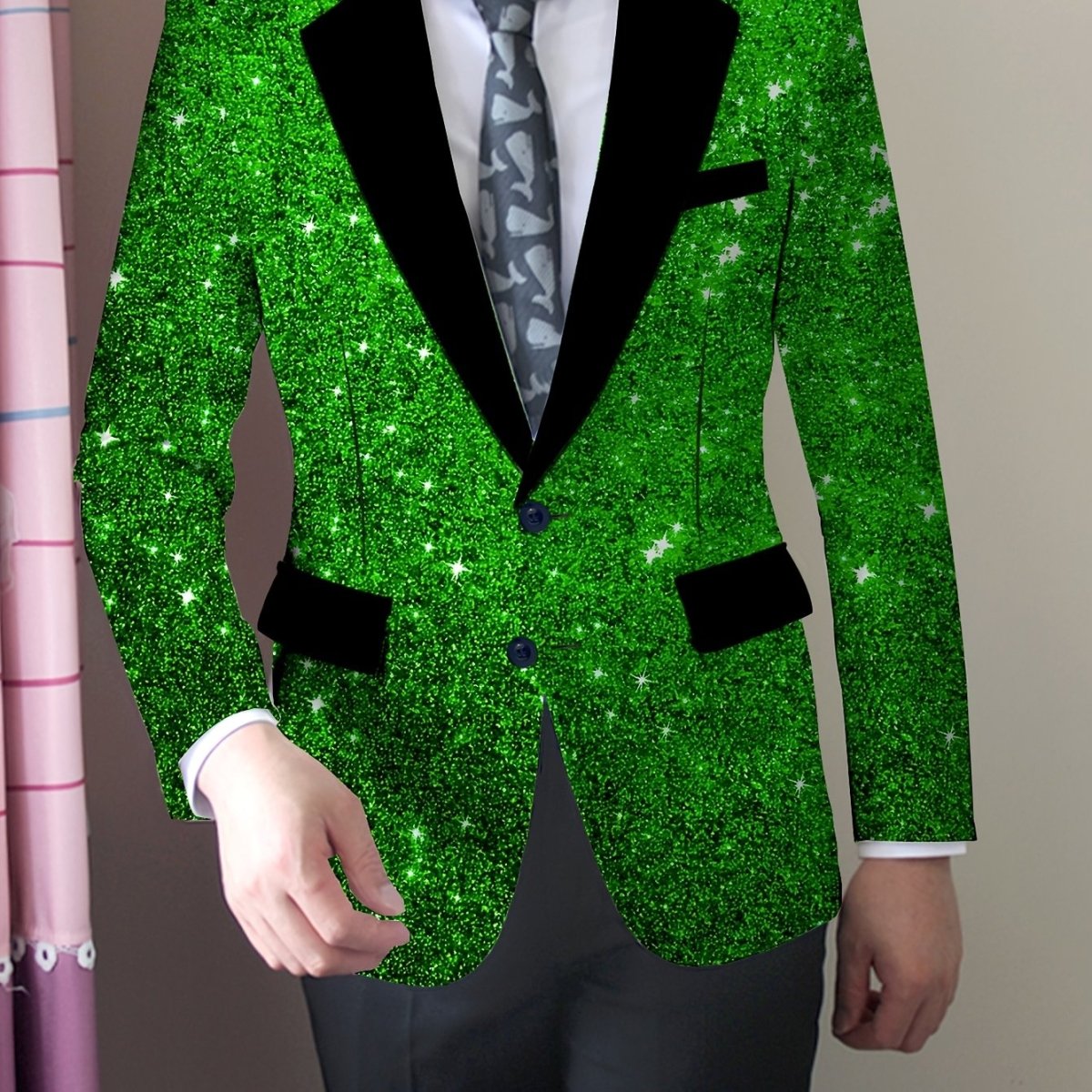 Men's Slim Fit Blazer - American Trendy Style, Casual Suit Jacket with Button Details, Long Sleeve, Non - Transparent, Polyester and Elastane, All Seasons - SHOWLU FASHION STORE