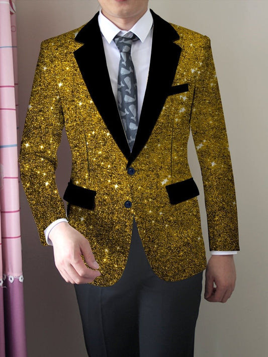 Men's Slim Fit Blazer - American Trendy Style, Casual Suit Jacket with Button Details, Long Sleeve, Non - Transparent, Polyester and Elastane, All Seasons - SHOWLU FASHION STORE