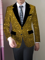 Men's Slim Fit Blazer - American Trendy Style, Casual Suit Jacket with Button Details, Long Sleeve, Non - Transparent, Polyester and Elastane, All Seasons - SHOWLU FASHION STORE