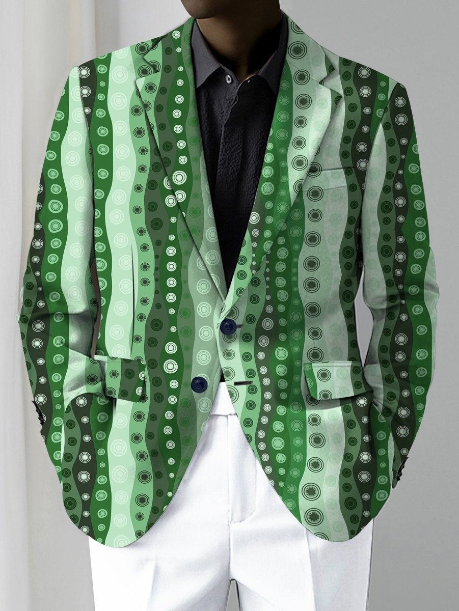 Men's Slim - Fit Casual Blazer - Stylish & Trendy, Polyester with Elastane, Button Detail, Random Print Design, Perfect for All Seasons, Formal Attire|Modern Menswear|Sleek Texture - SHOWLU FASHION STORE
