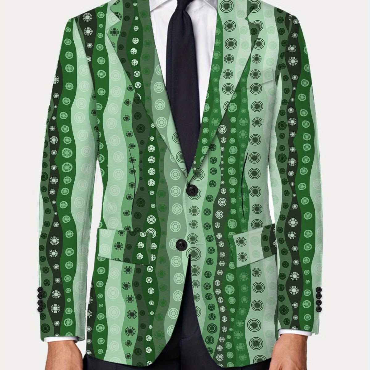 Men's Slim - Fit Casual Blazer - Stylish & Trendy, Polyester with Elastane, Button Detail, Random Print Design, Perfect for All Seasons, Formal Attire|Modern Menswear|Sleek Texture - SHOWLU FASHION STORE