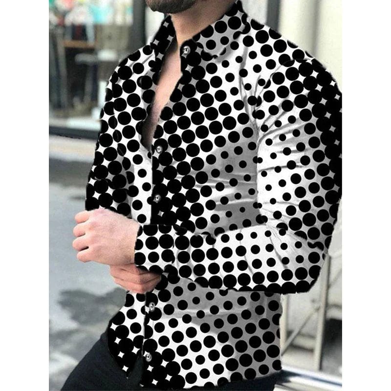 Men's Star Sky Printed Long Sleeve Shirt 2023 Fashion Design Luxury Long Sleeve Tops Men's Four Seasons Button Lapel Shirts - SHOWLU FASHION STORE