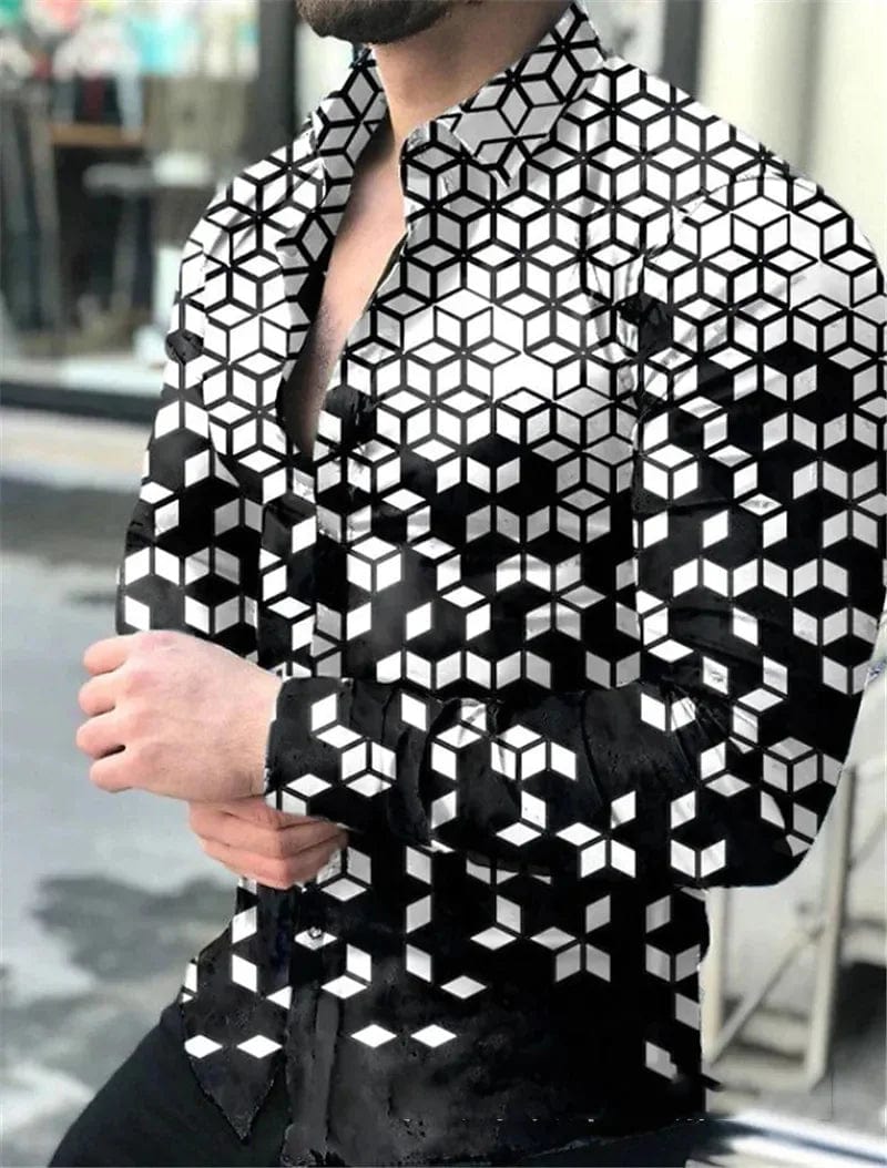 Men's Star Sky Printed Long Sleeve Shirt 2023 Fashion Design Luxury Long Sleeve Tops Men's Four Seasons Button Lapel Shirts - SHOWLU FASHION STORE