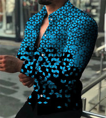 Men's Star Sky Printed Long Sleeve Shirt 2023 Fashion Design Luxury Long Sleeve Tops Men's Four Seasons Button Lapel Shirts - SHOWLU FASHION STORE
