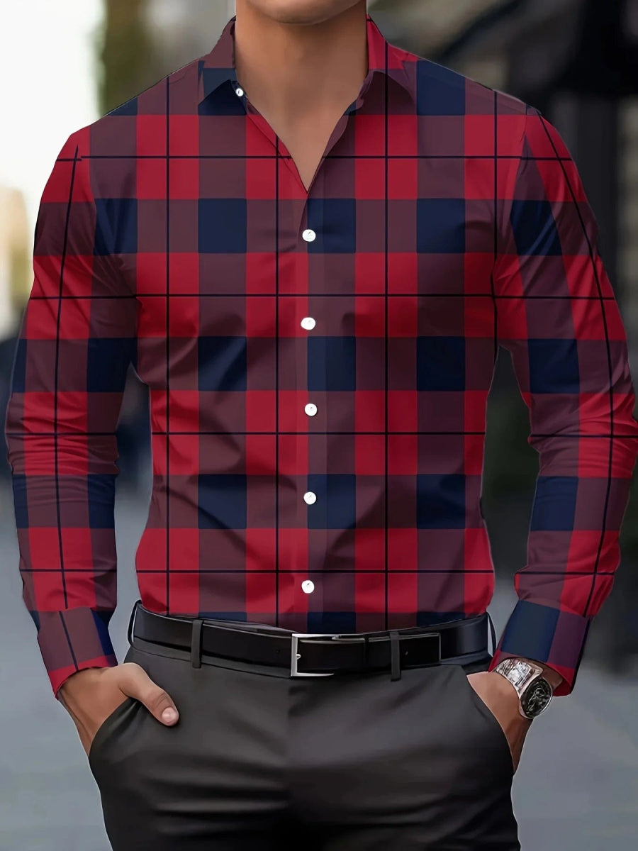 Men's Stylish Long Sleeve Casual Lapel Shirts Casual tops breathable full sleeve shirt for men daily basic Business shirt - SHOWLU FASHION STORE
